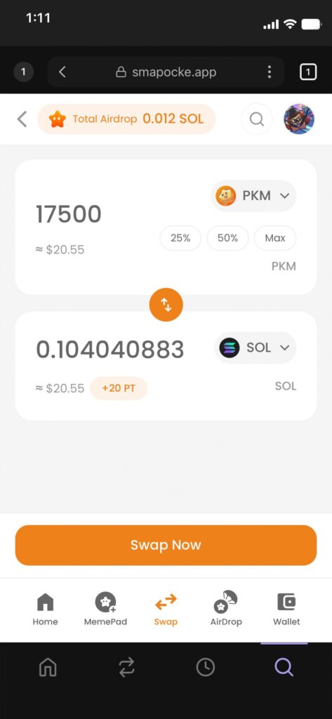 スマポケアプリ - 今のうち!?お早めに!!連続スワップで『ポイントゲット&エアドロップ』を狙おう!
