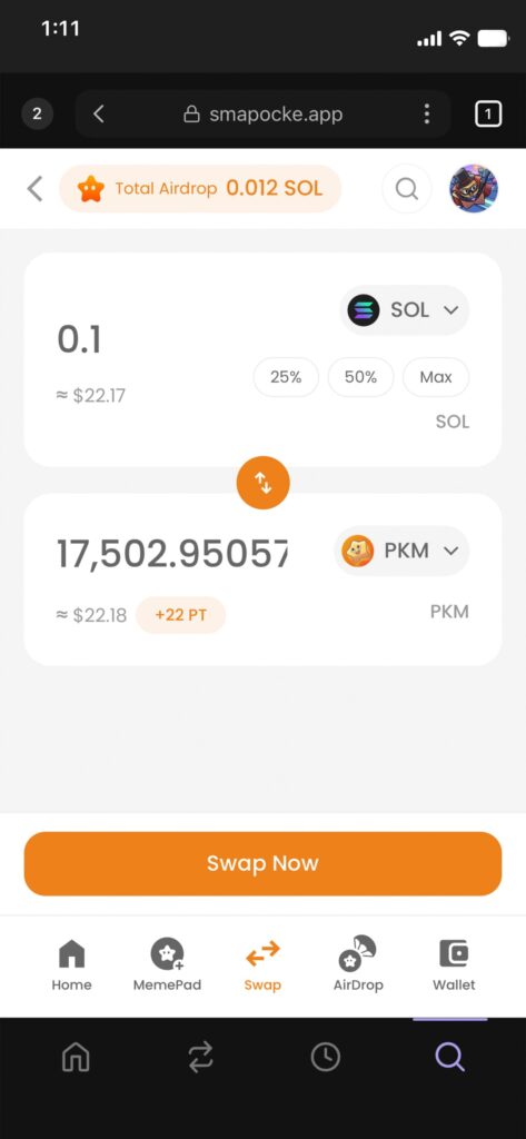 スマポケアプリ - 今のうち!?お早めに!!連続スワップで『ポイントゲット&エアドロップ』を狙おう!